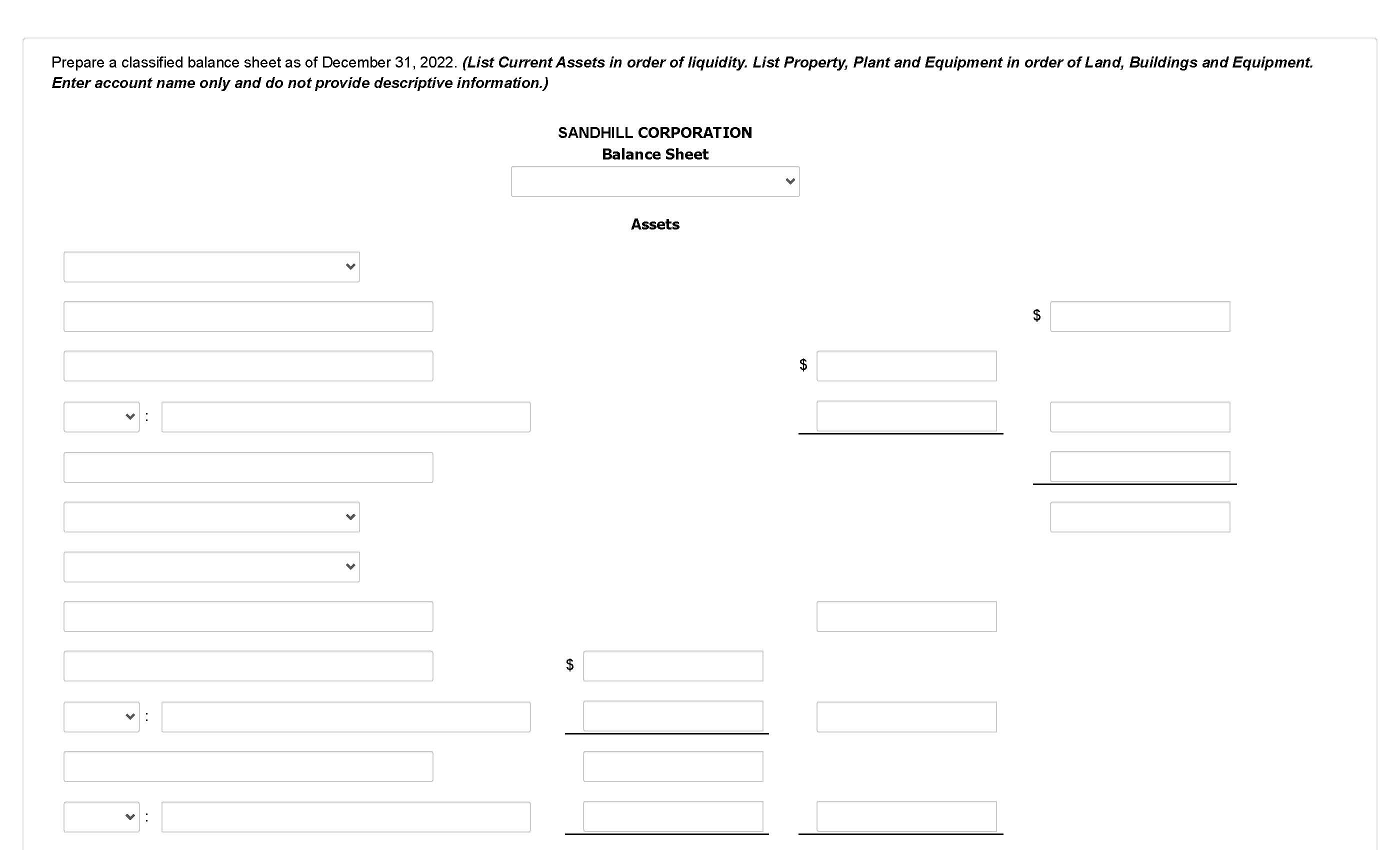 The question is a multi-part accounting problem.
