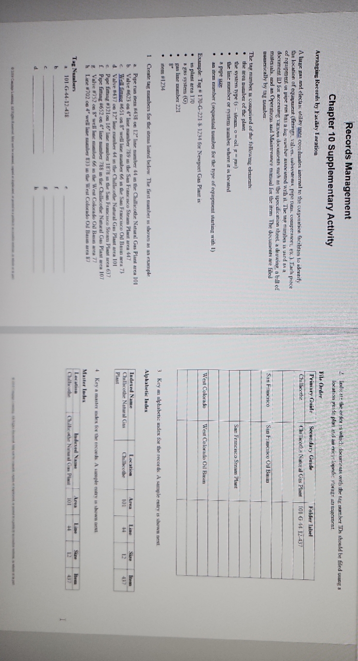 Records Management 2. Indicate the order in which