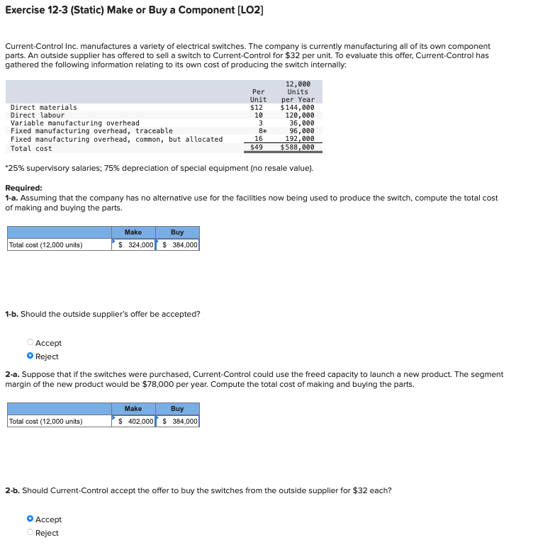 Exercise 1 2 - 3 ( Static ) Make or Buy a