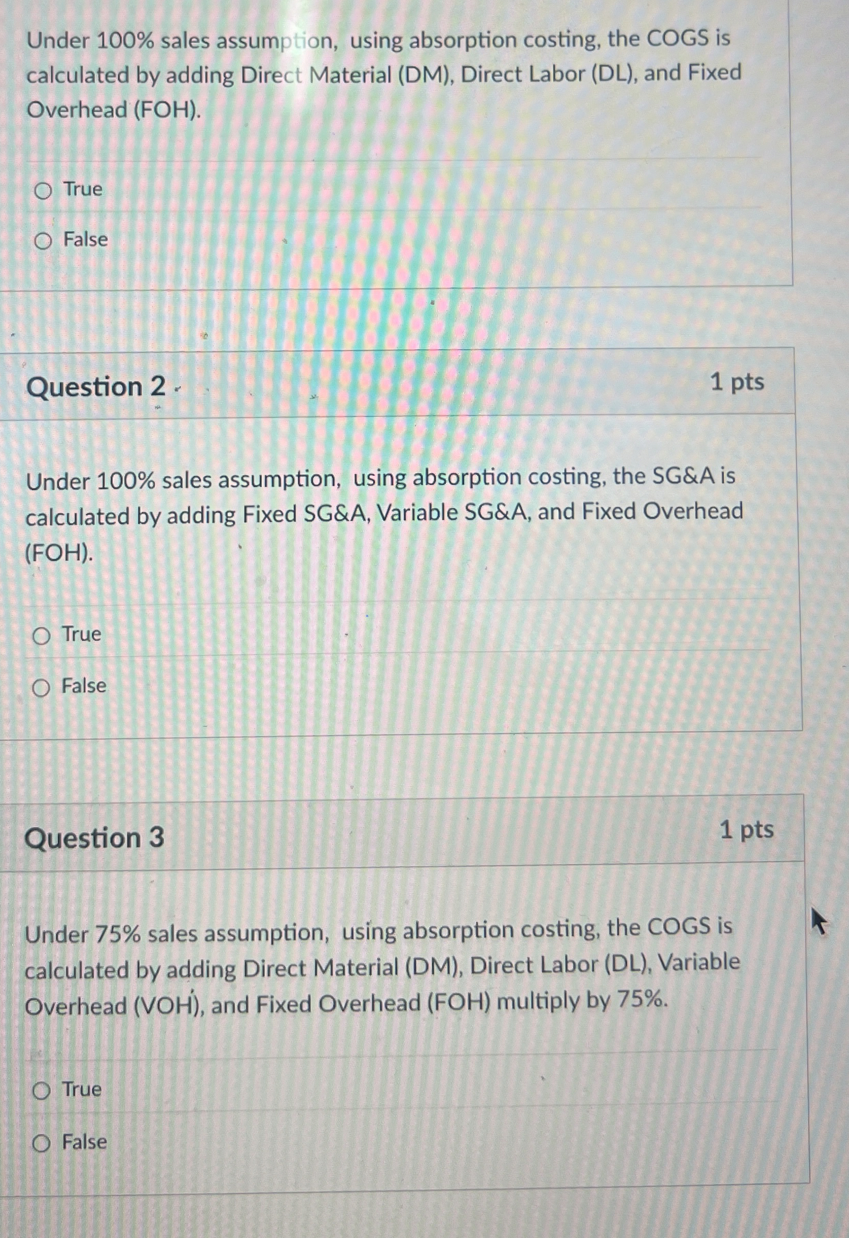 Under 1 0 0 % sales assumption, using absorption