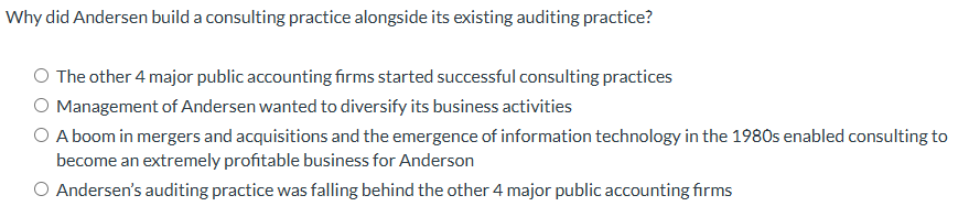 Why did Andersen build a consulting practice
