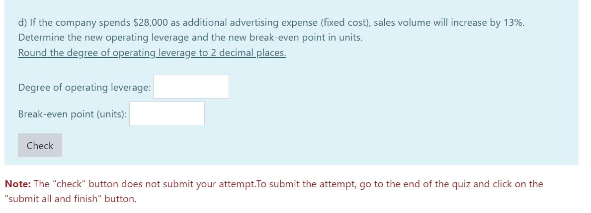 c) Calculate the contribution margin per unit.