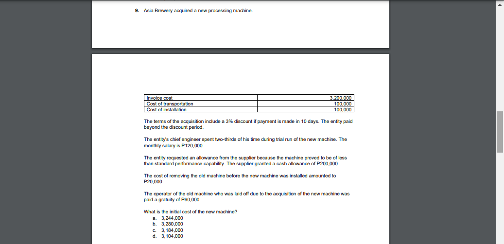 9. Asia Brewery acquired a new processing