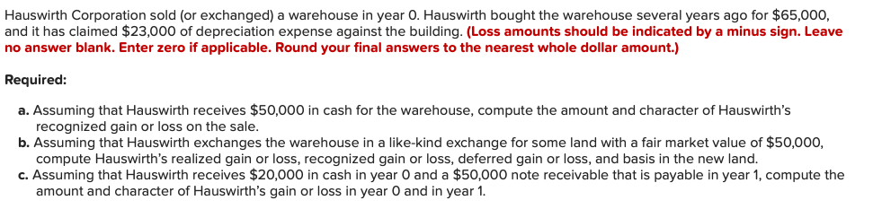 Please help answering requirement c Hauswirth