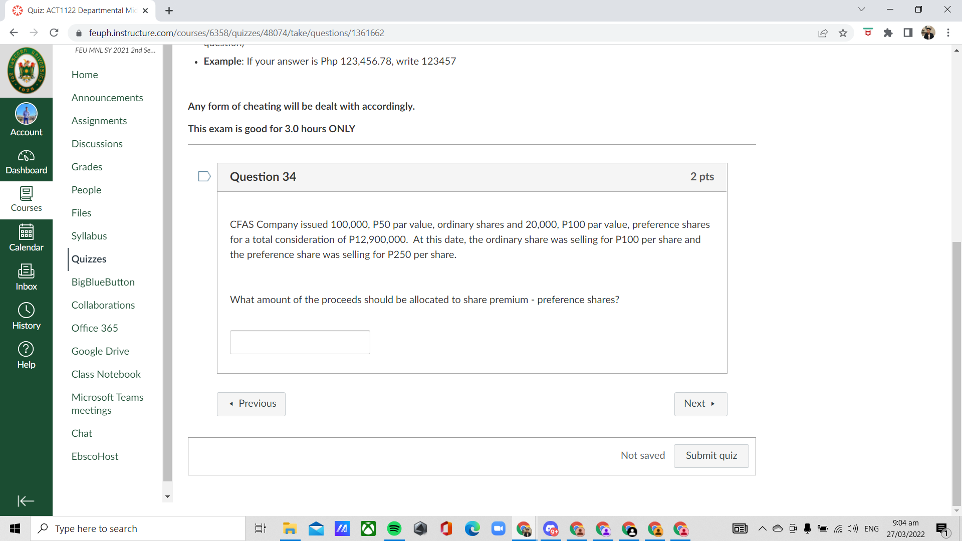 V X Quiz: ACT1122 Departmental Mic x + C A