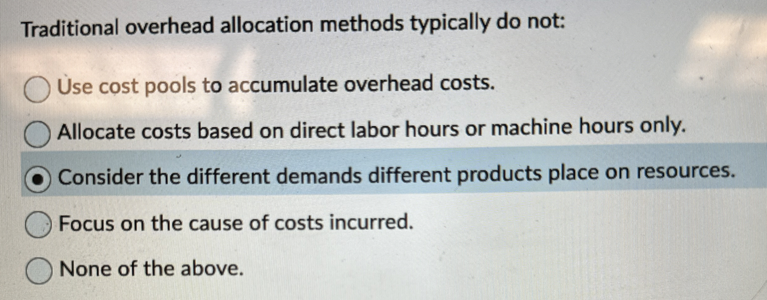 Traditional overhead allocation methods typically
