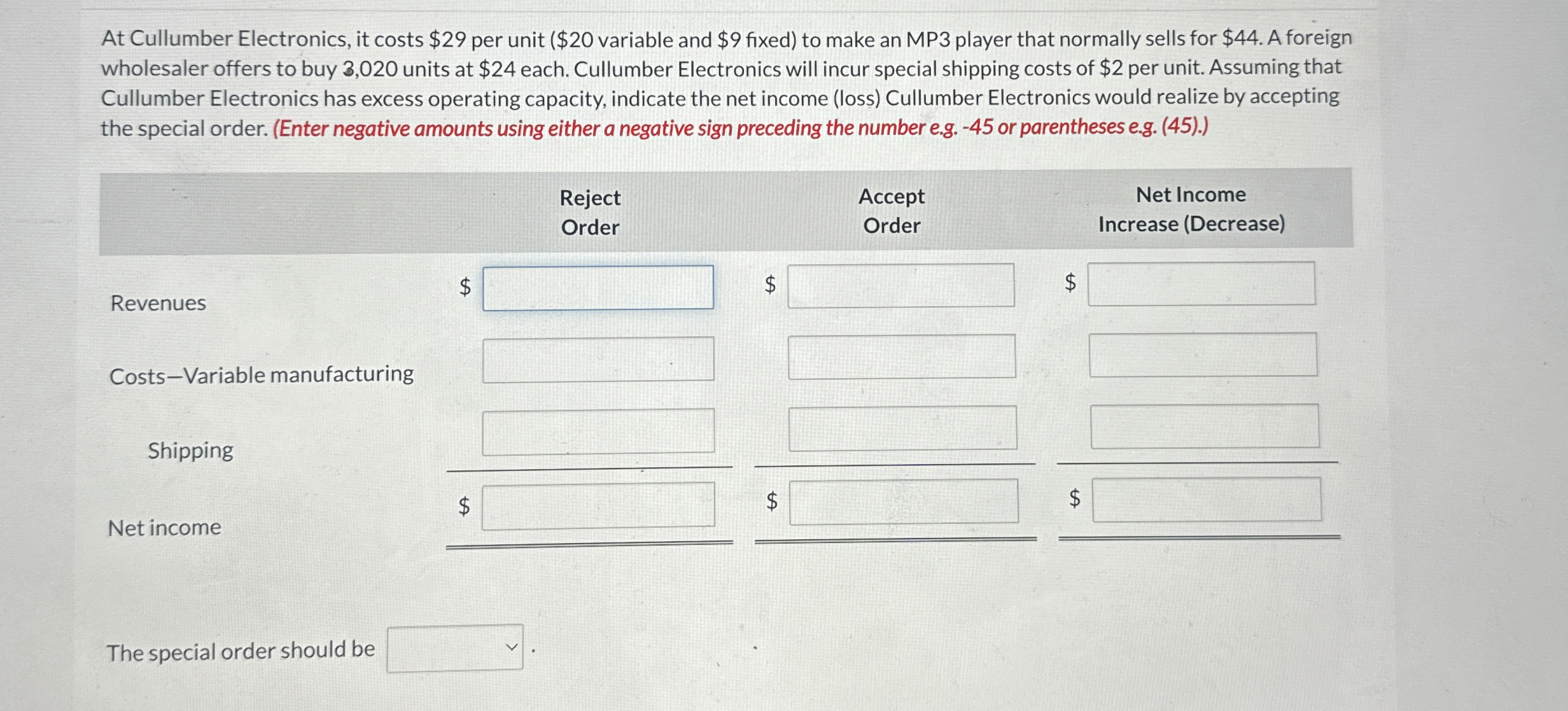 At Cullumber Electronics, it costs $ 2 9 per unit