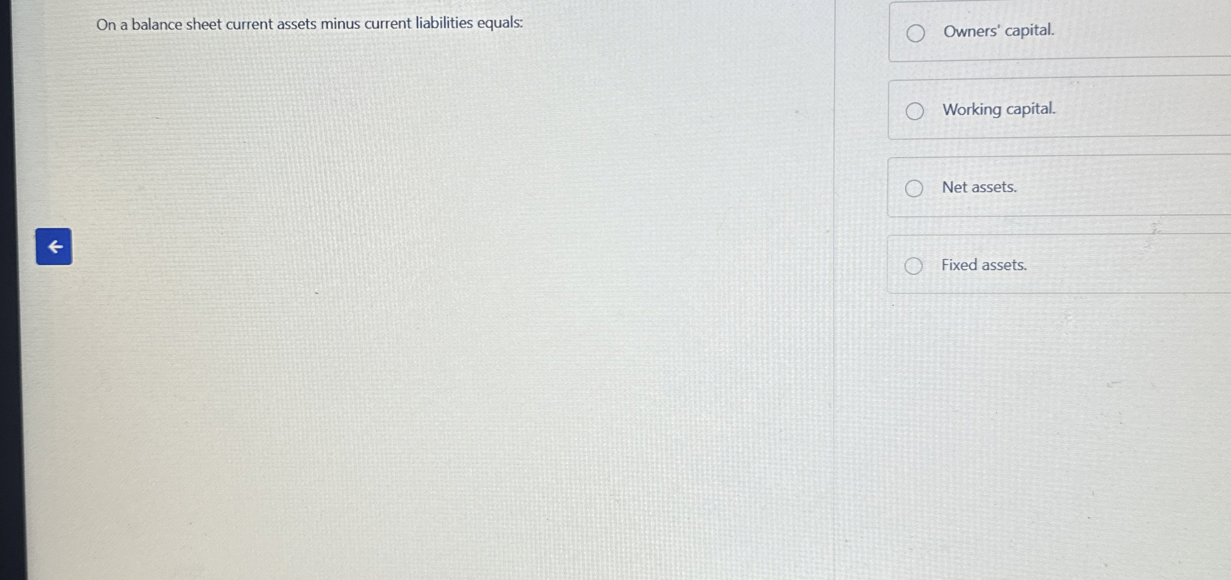 On a balance sheet current assets minus current