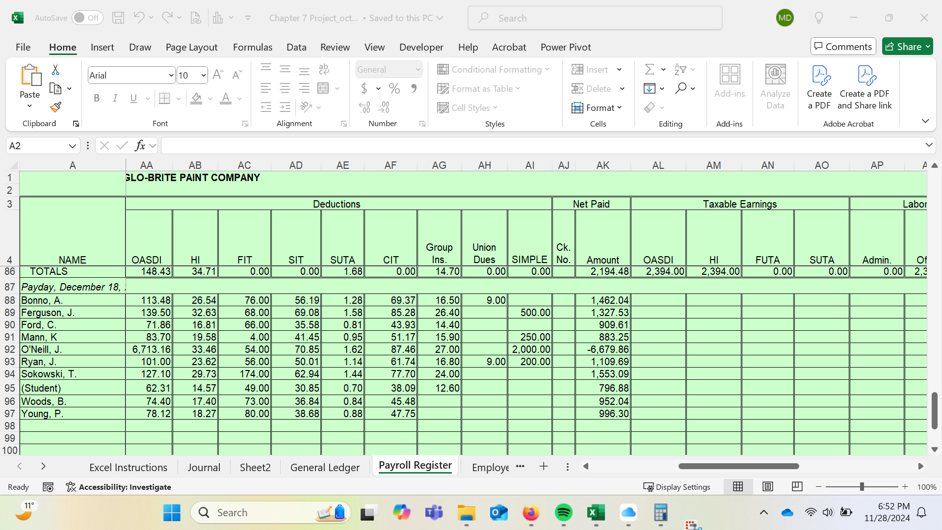 DECEMBER 1 8 PAYDAY: ( As you complete your work,