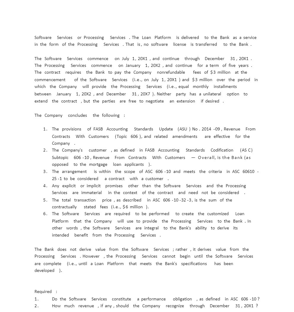 Software Services or Processing Services .The