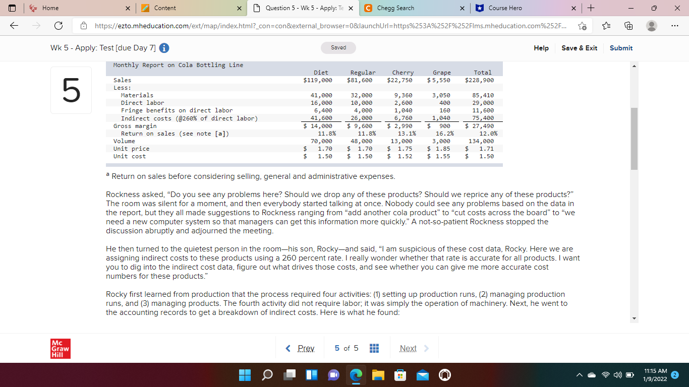Home Content X Question 5 - Wk 5 - Apply: Te X C