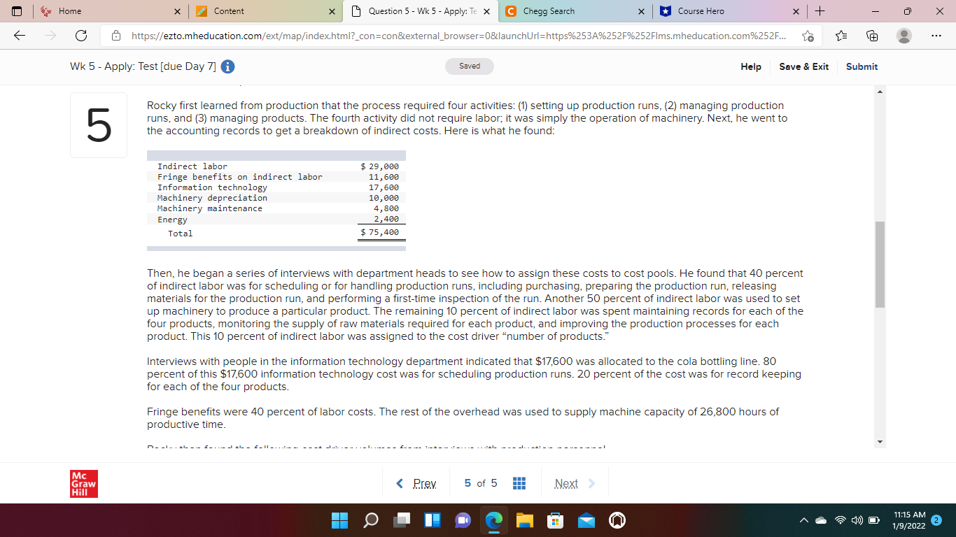 Home Content X Question 5 - Wk 5 - Apply: Te X C