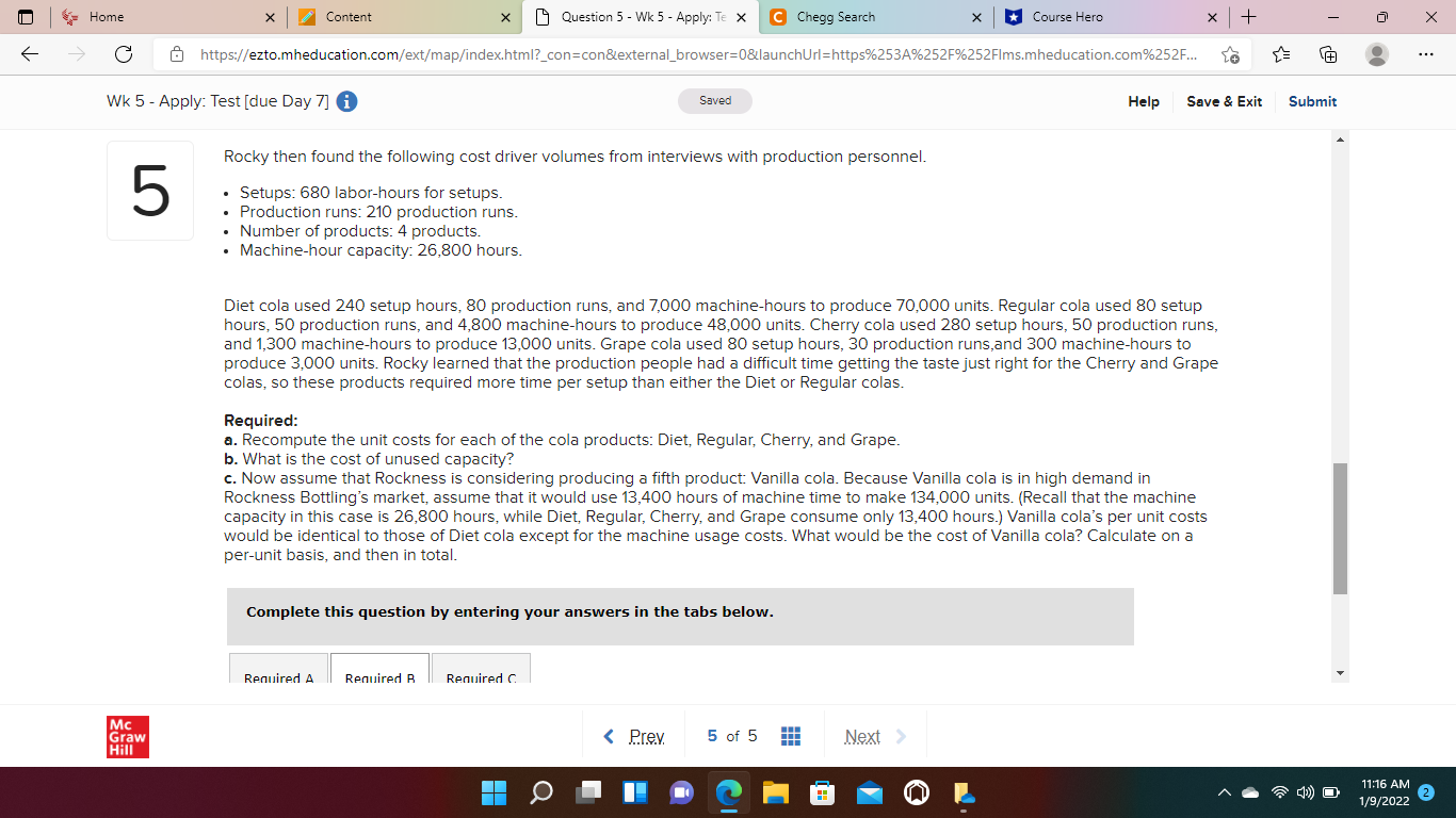 Home Content X Question 5 - Wk 5 - Apply: Te X C