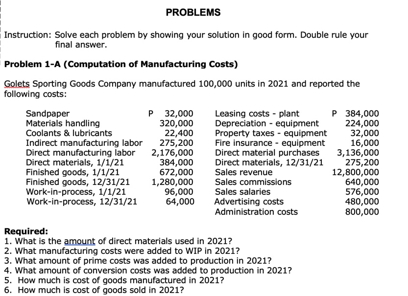 PROBLEMS Instruction: Solve each problem by