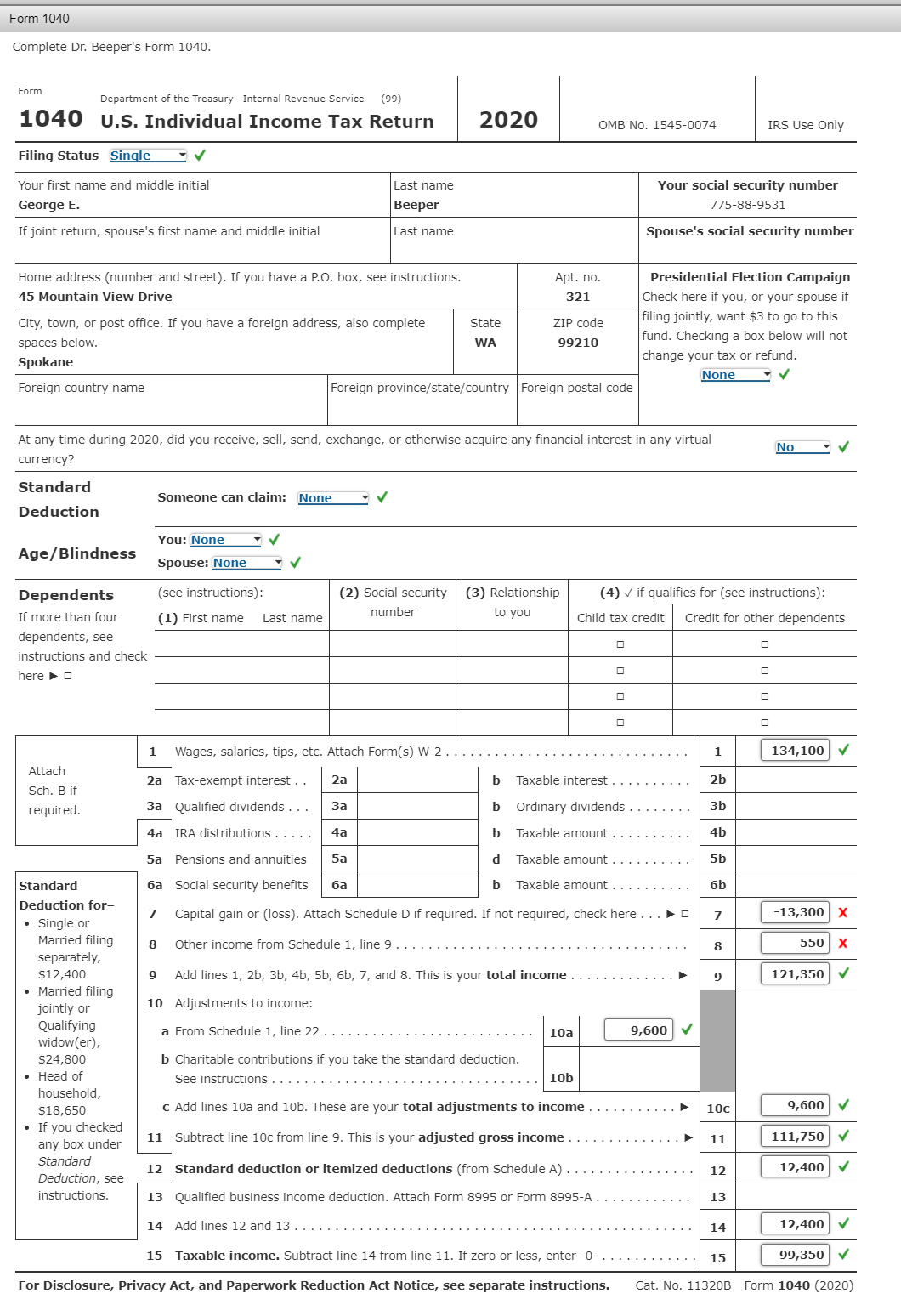 Your last client, Dr. George Beeper, needs you to