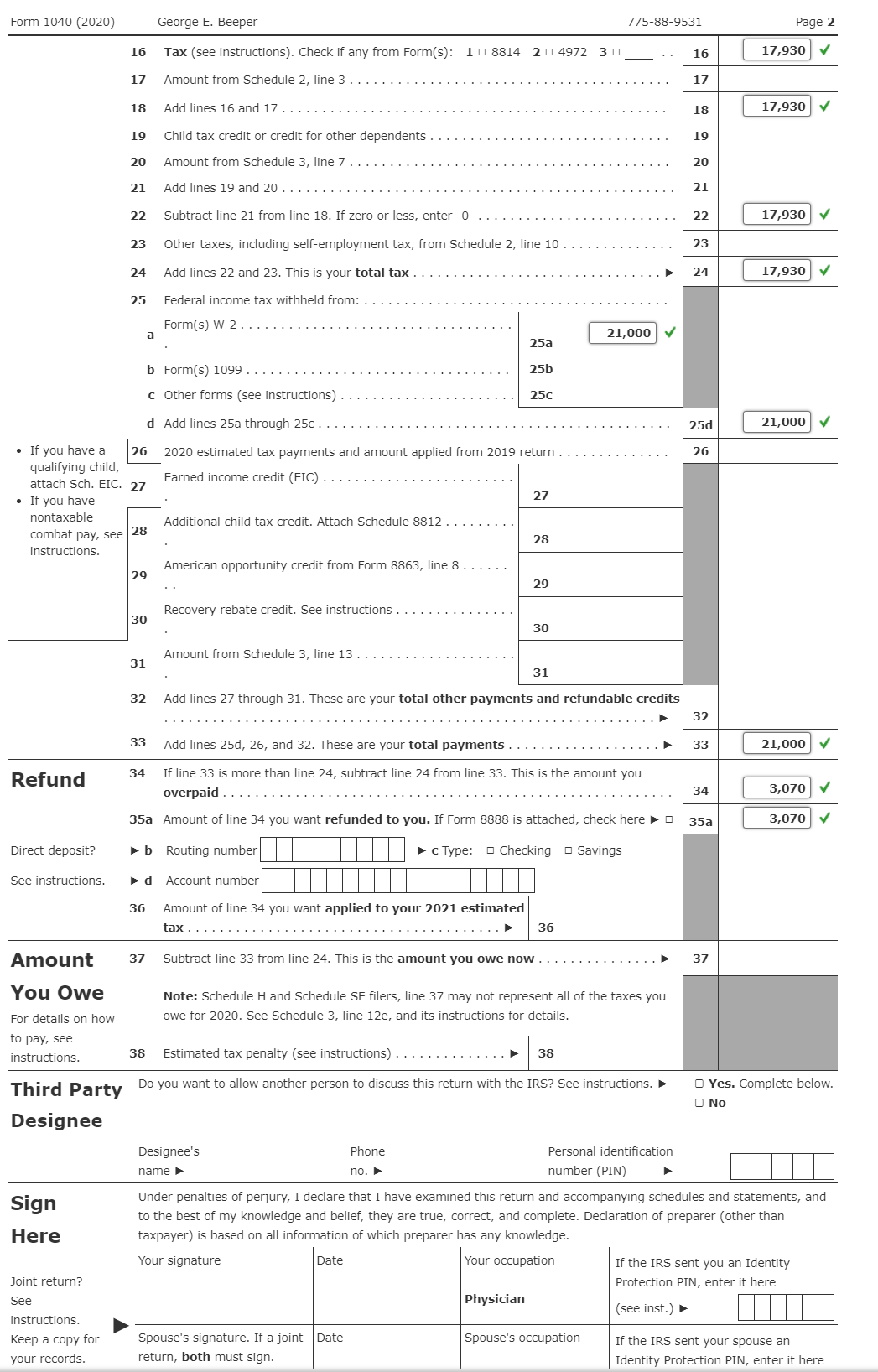 Your last client, Dr. George Beeper, needs you to