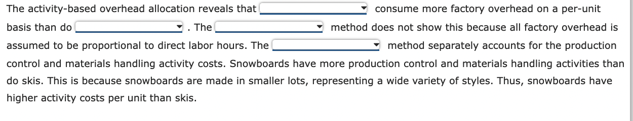 Please answer in proper format The activity-based