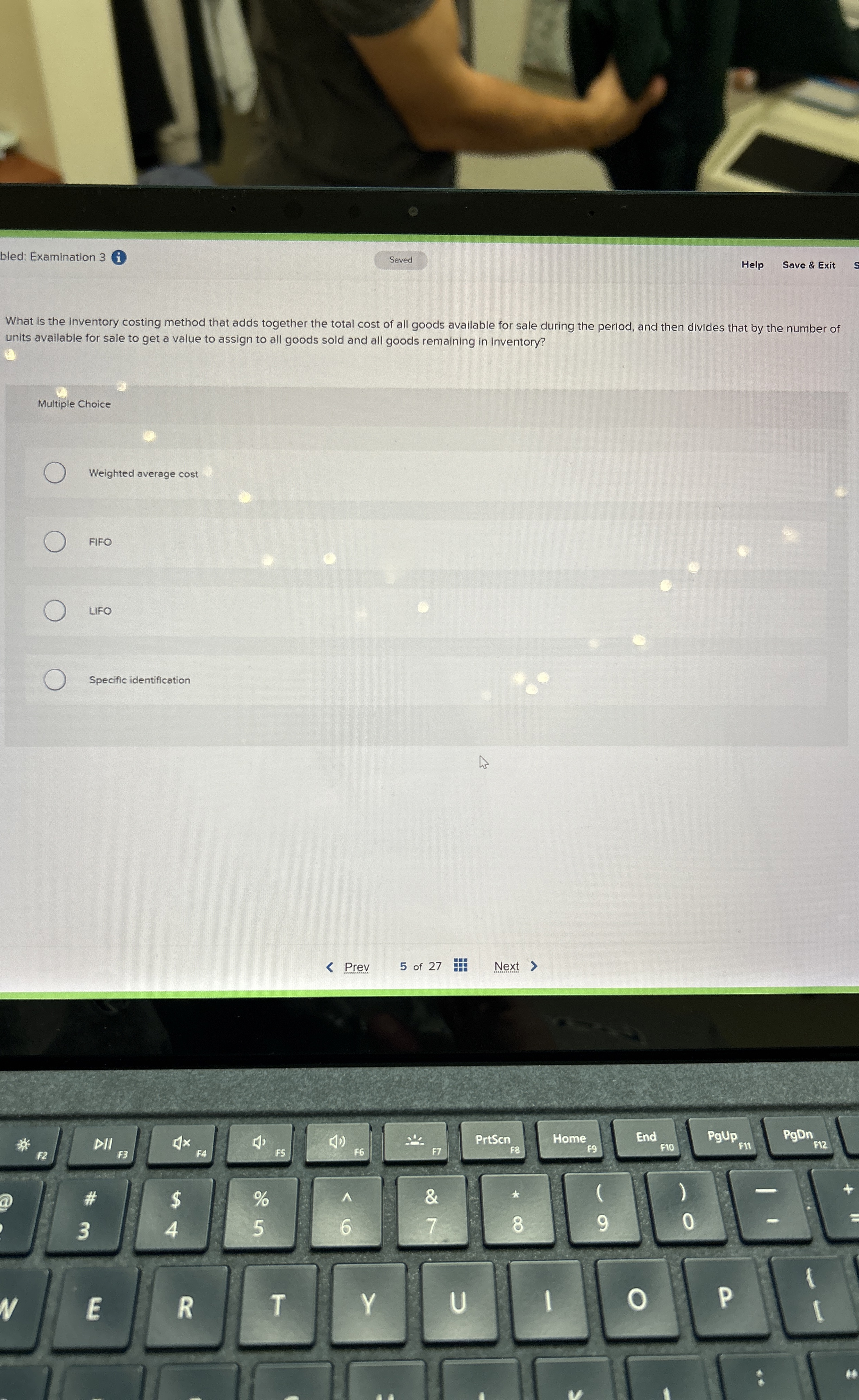 bled: Examination 3 i . Help Save & Exit What is