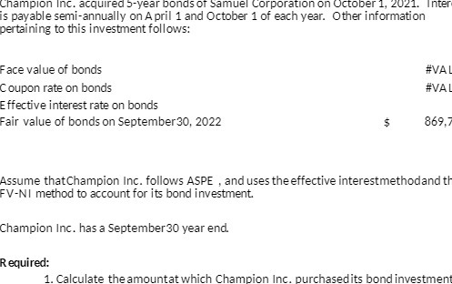 Champion Inc. acquired 5-year bonds of Samuel
