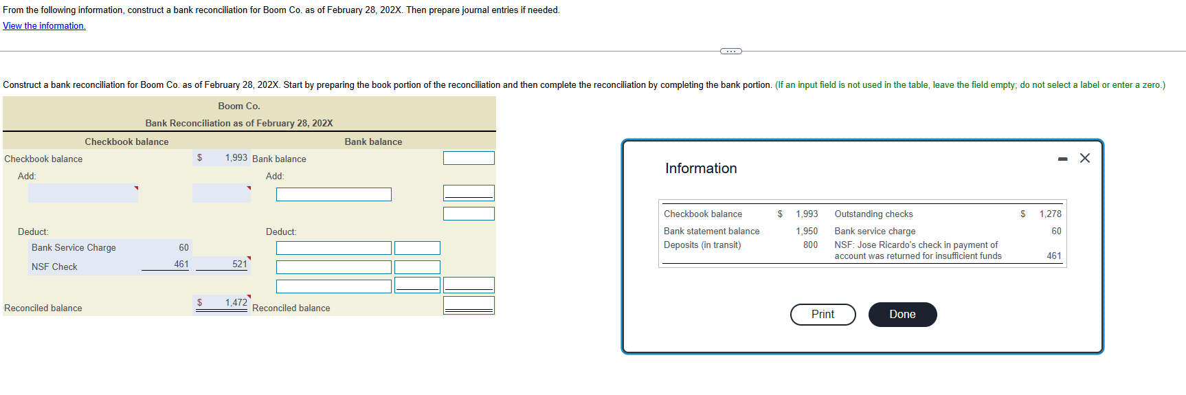 From the following information, construct a bank