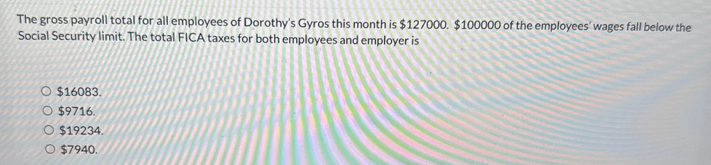 The gross payroll total for all employees of