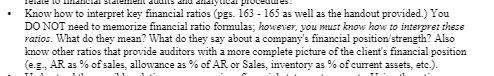 Know how to interpret key financial ratios (pgs.