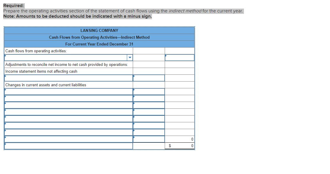 Required information Use the following