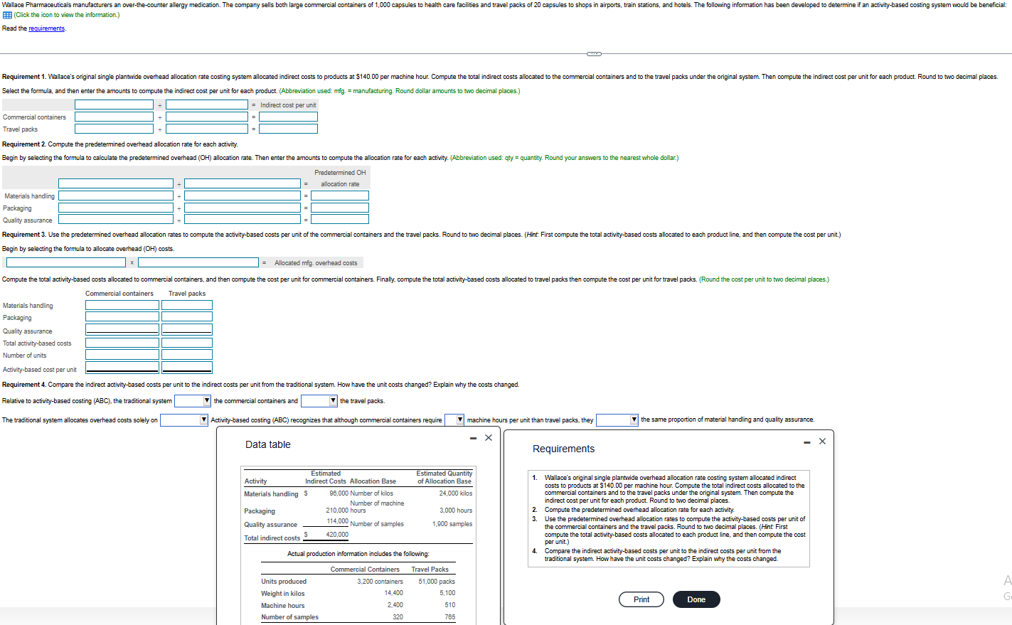 DROPDOWN MENU OPTIONS REQUIREMENT 1 : ALLOCATED