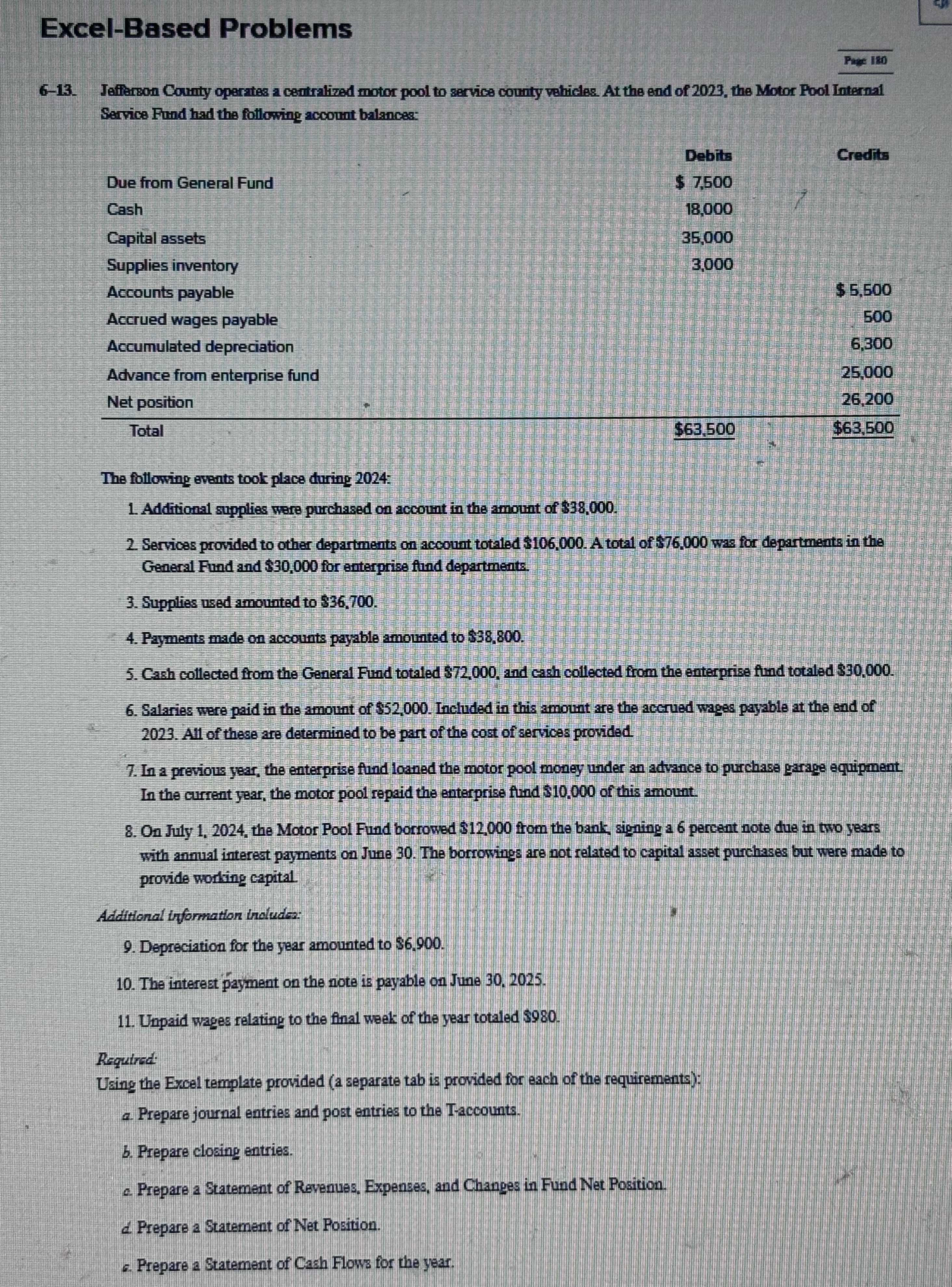 Excel-Based Problems Page 180 6-13. Jefferson