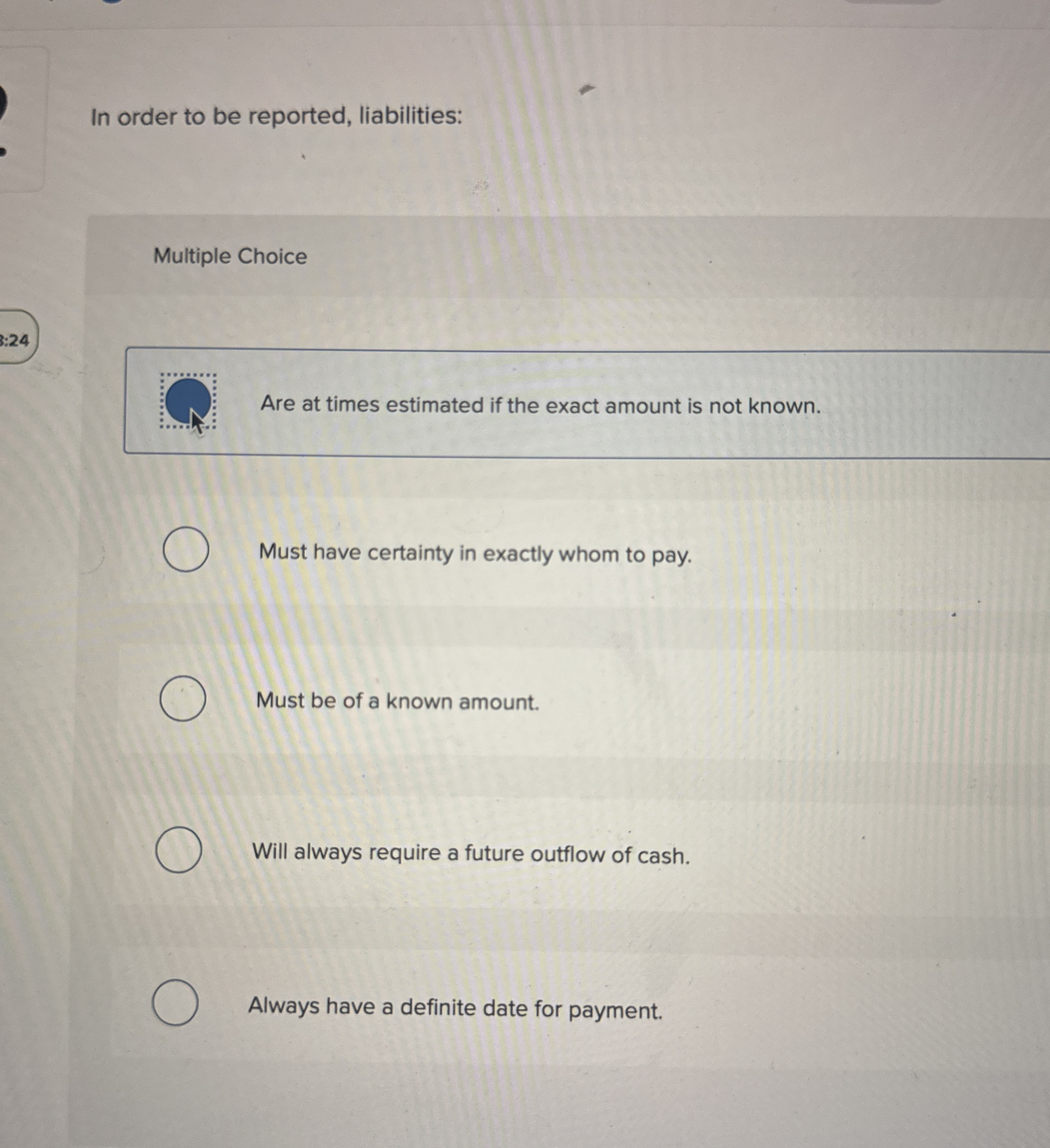 In order to be reported, liabilities: Multiple