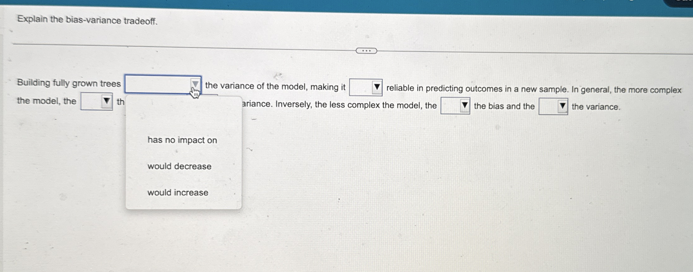 Explain the bias - variance tradeoff. Building