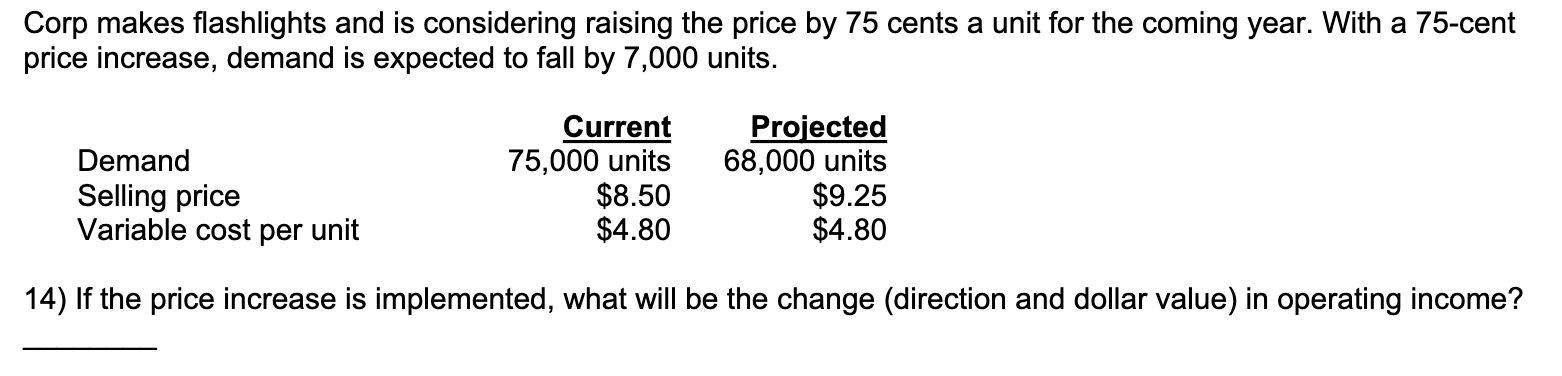 Corp makes flashlights and is considering raising