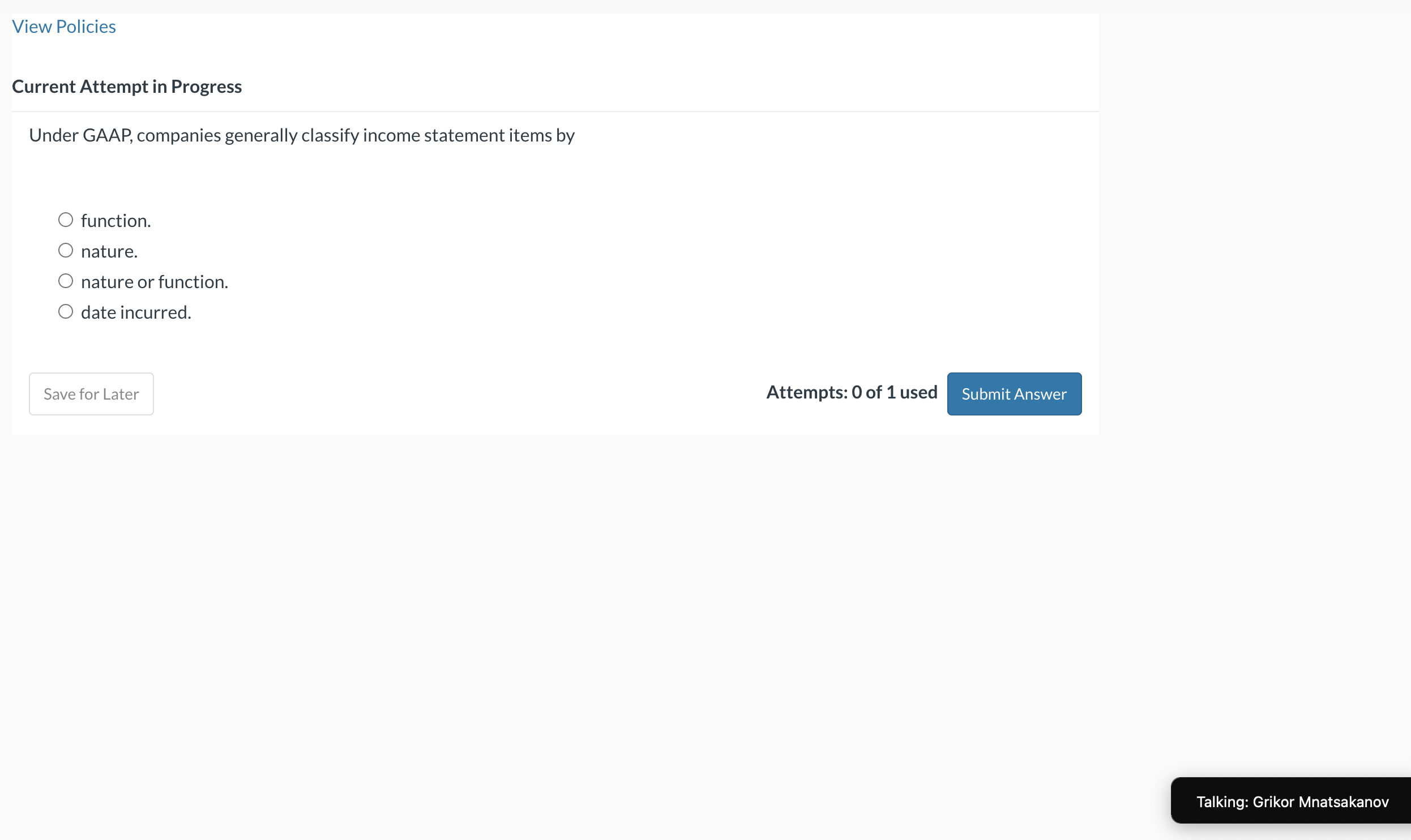 Current Attempt in Progress Under GAAP, companies