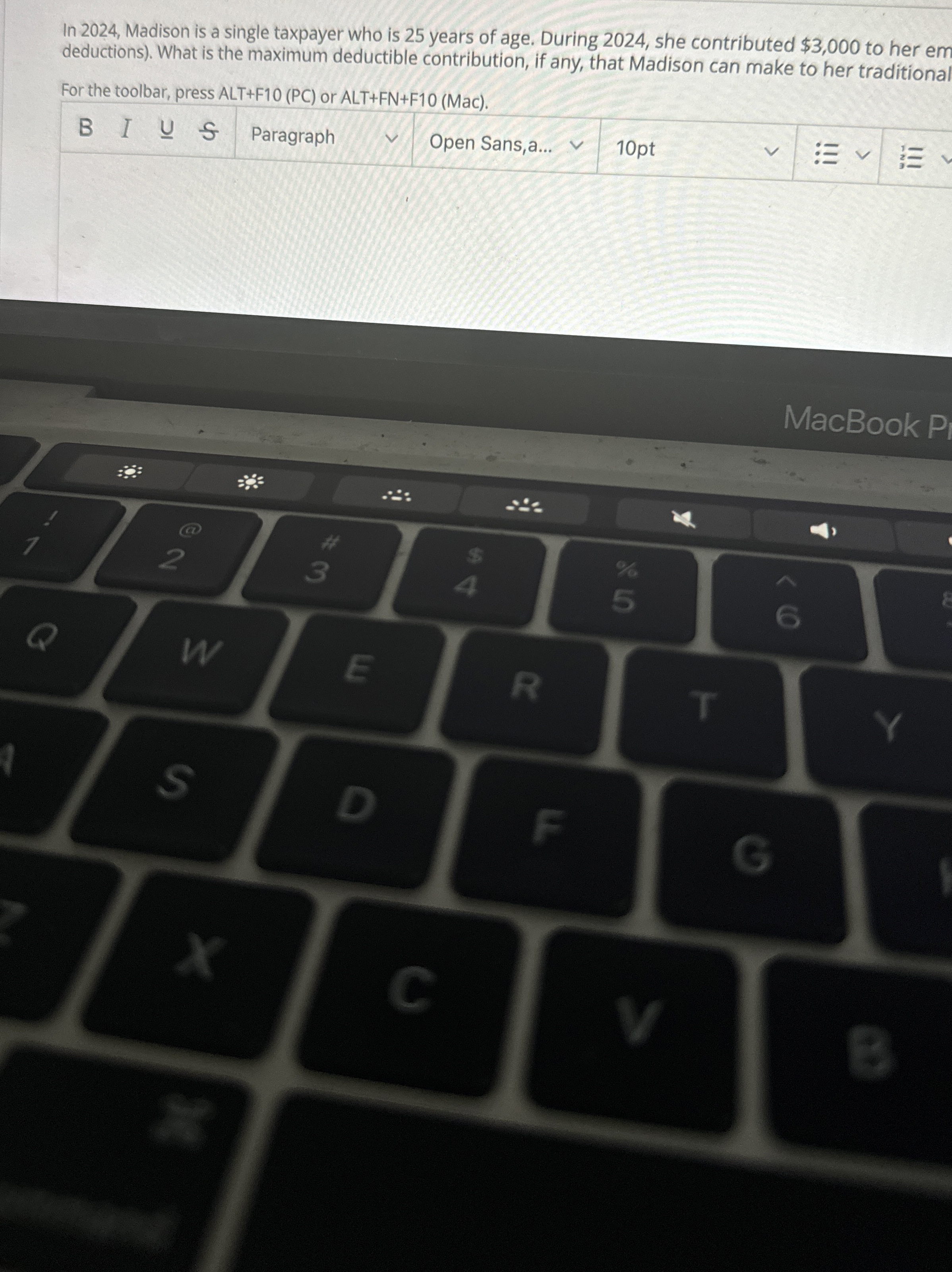 In 2 0 2 4 , Madison is a single taxpayer who is