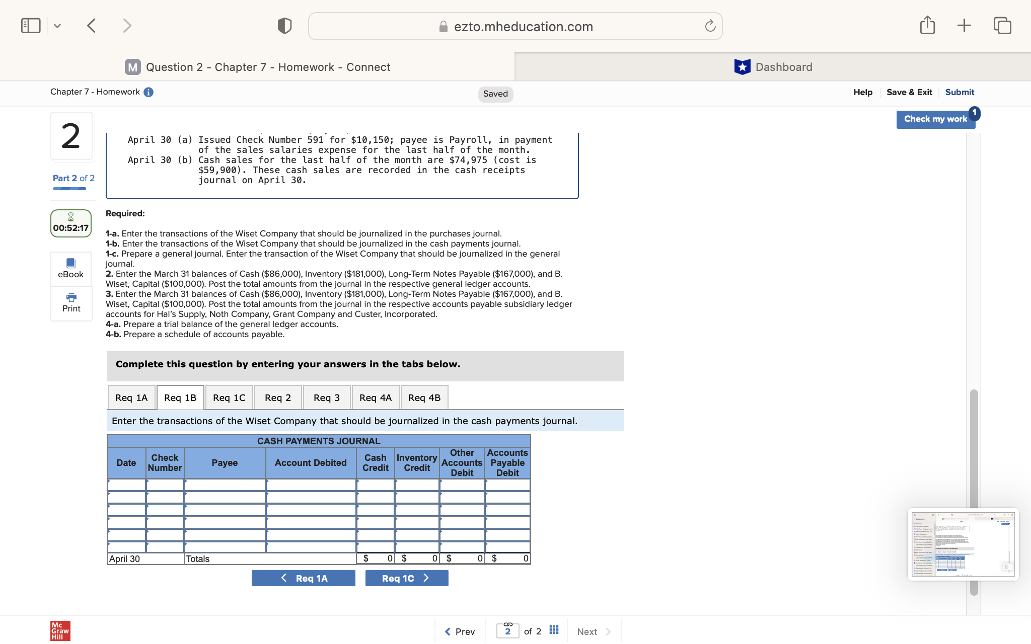 ezto.mheducation.com + M Question 2 - Chapter 7 -