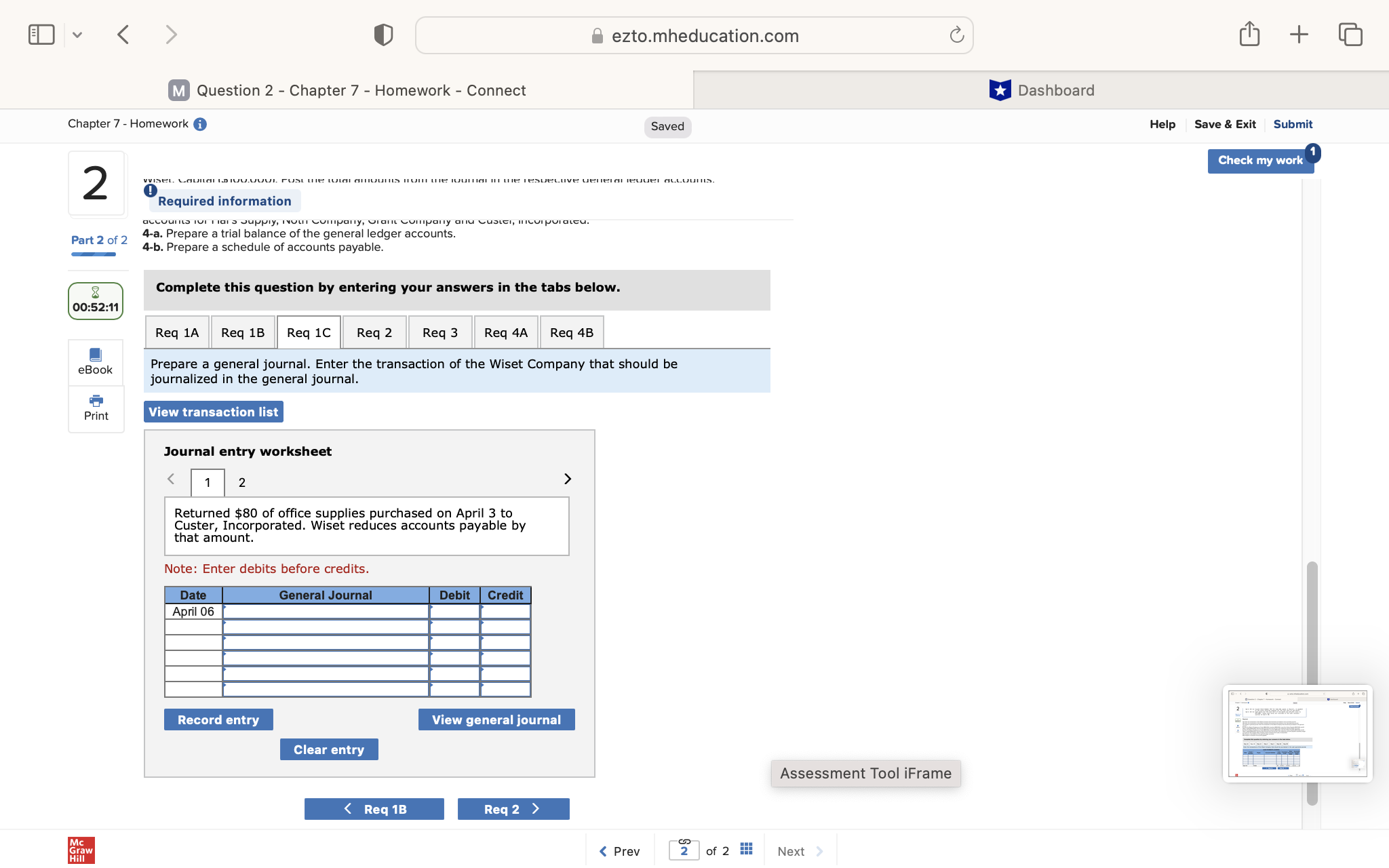ezto.mheducation.com + M Question 2 - Chapter 7 -