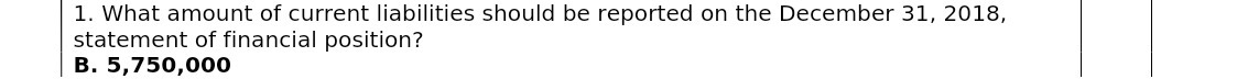 statement of financial position? 1. What amount