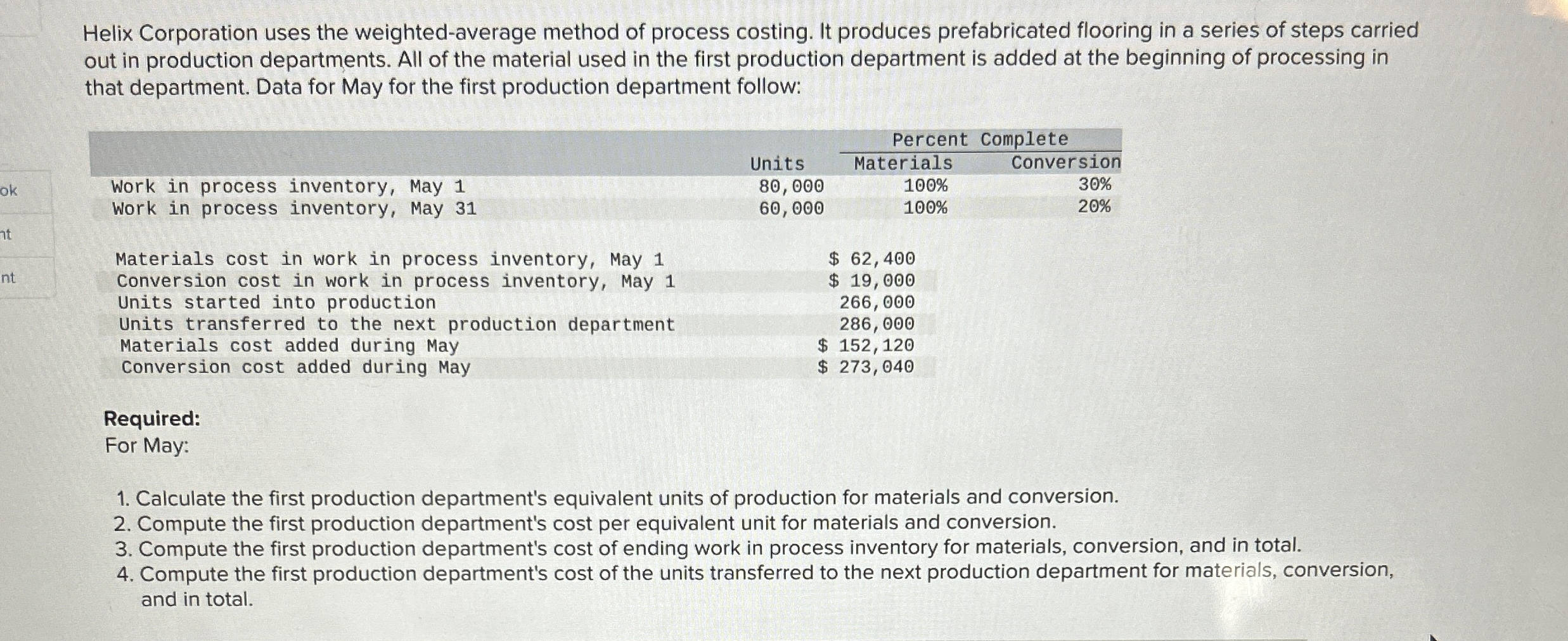 Helix Corporation uses the weighted - average
