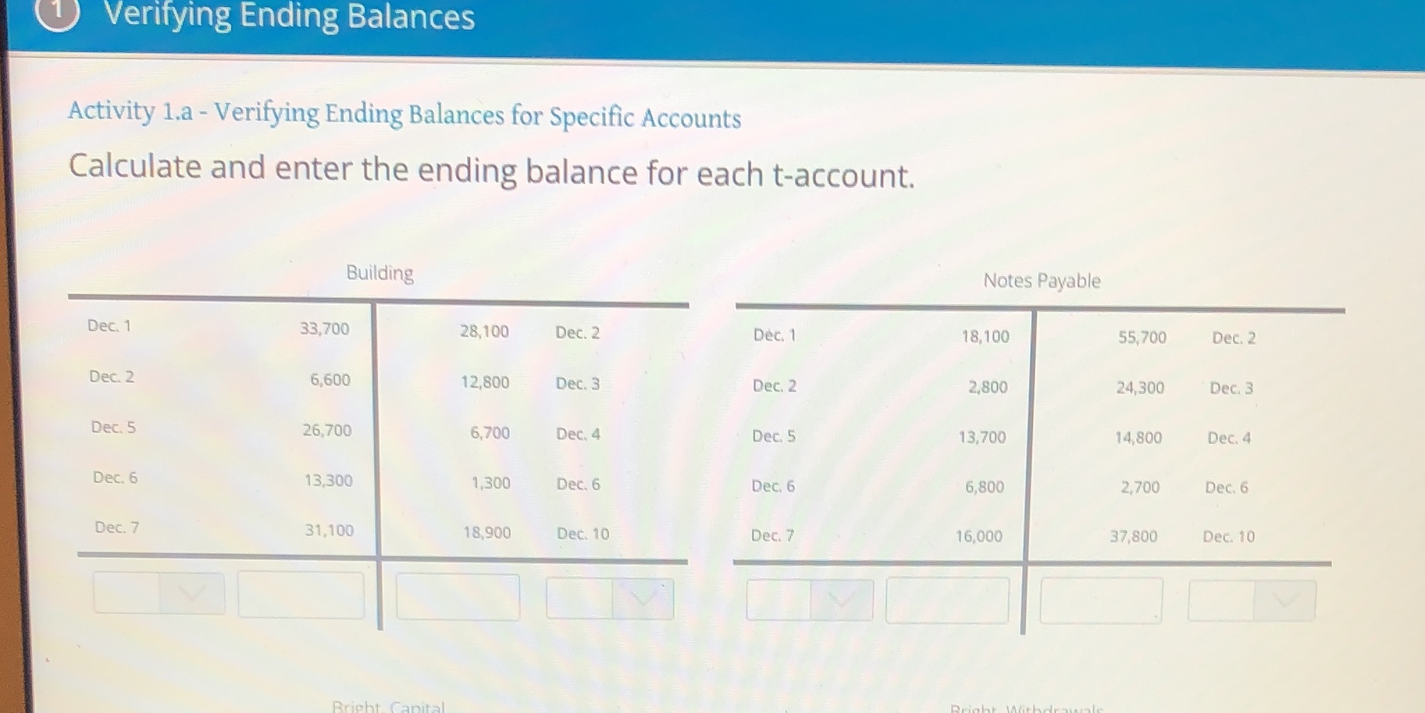I need help calculating which T balance is the