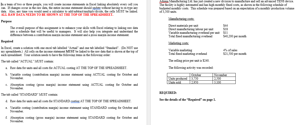 Please answer the following question in excel You