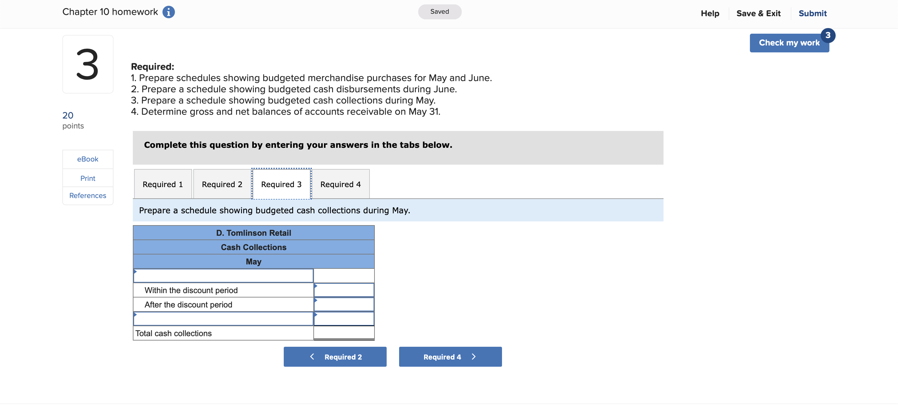 Chapter 10 homework 0 Saved Help 3 20 points
