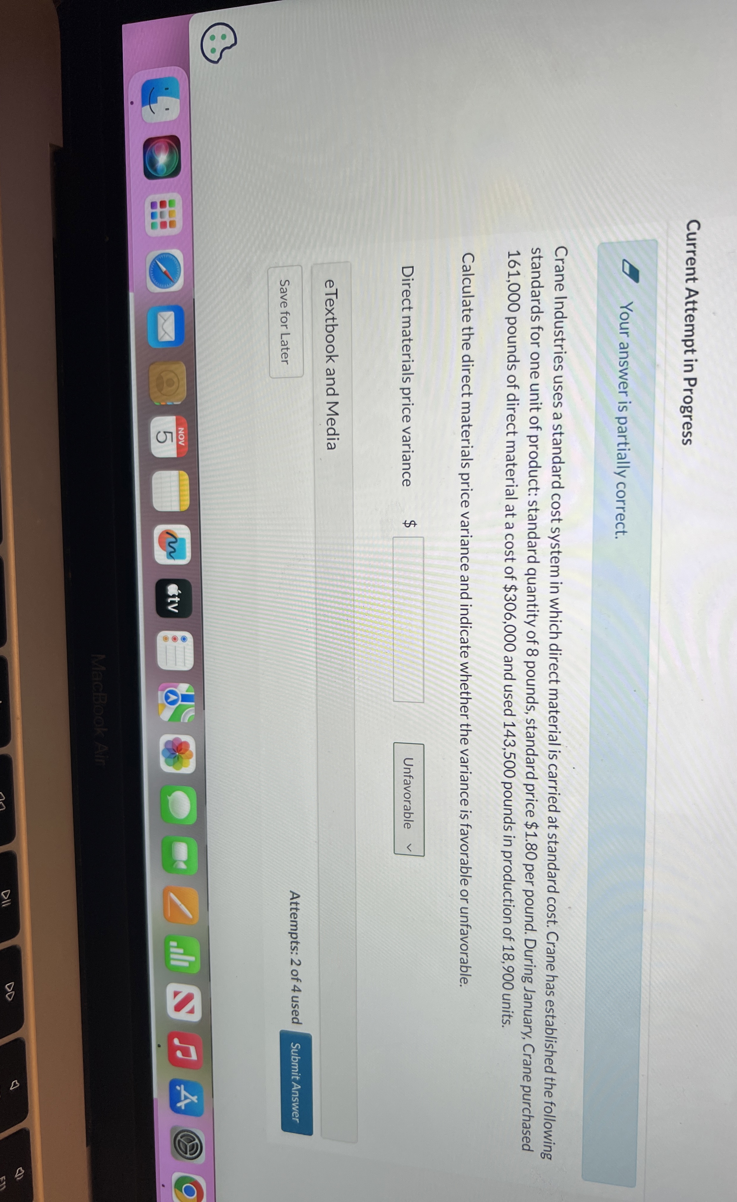 Current Attempt in Progress Your answer is