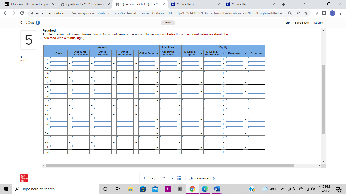 D21 McGraw-Hill Connect - Spring x 5 Question 2 -