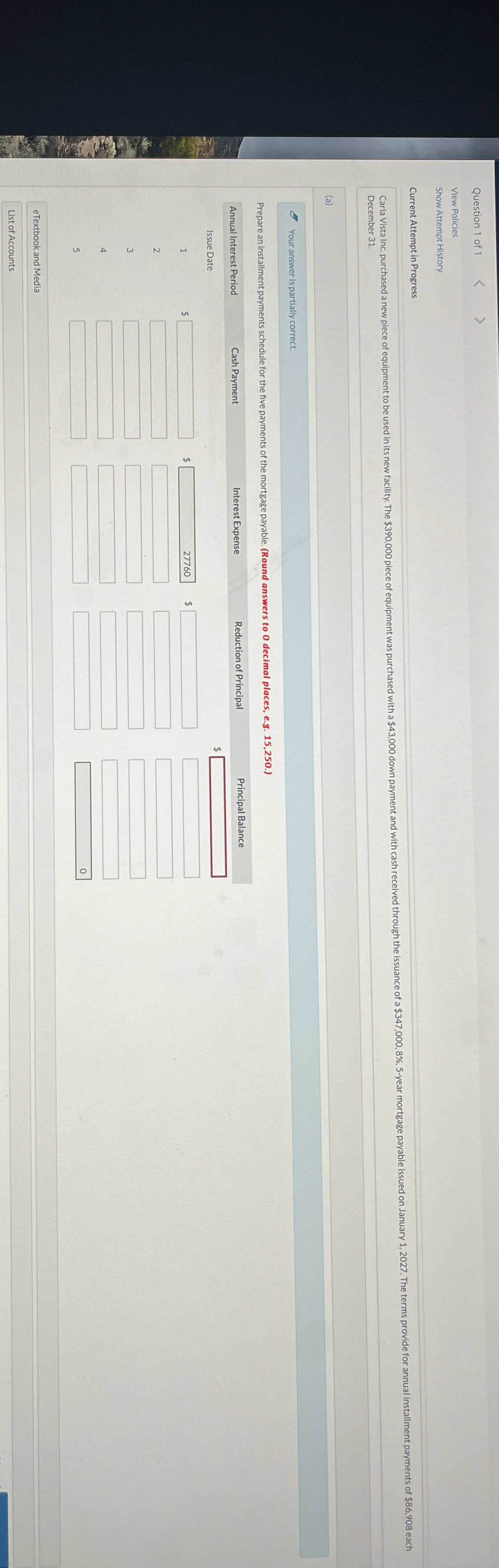 Question 1 of 1 View Policies Show Attempt