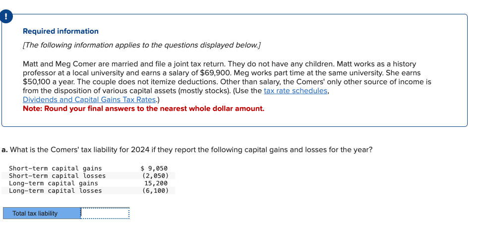 What is the Comers' tax liability for 2 0 2 4 if