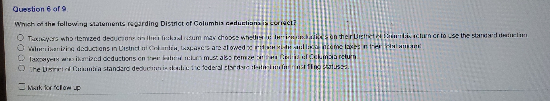 Question 6 of 9 . Which of the following