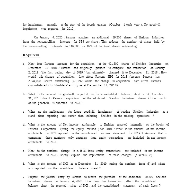 for impairment annually at the start of the