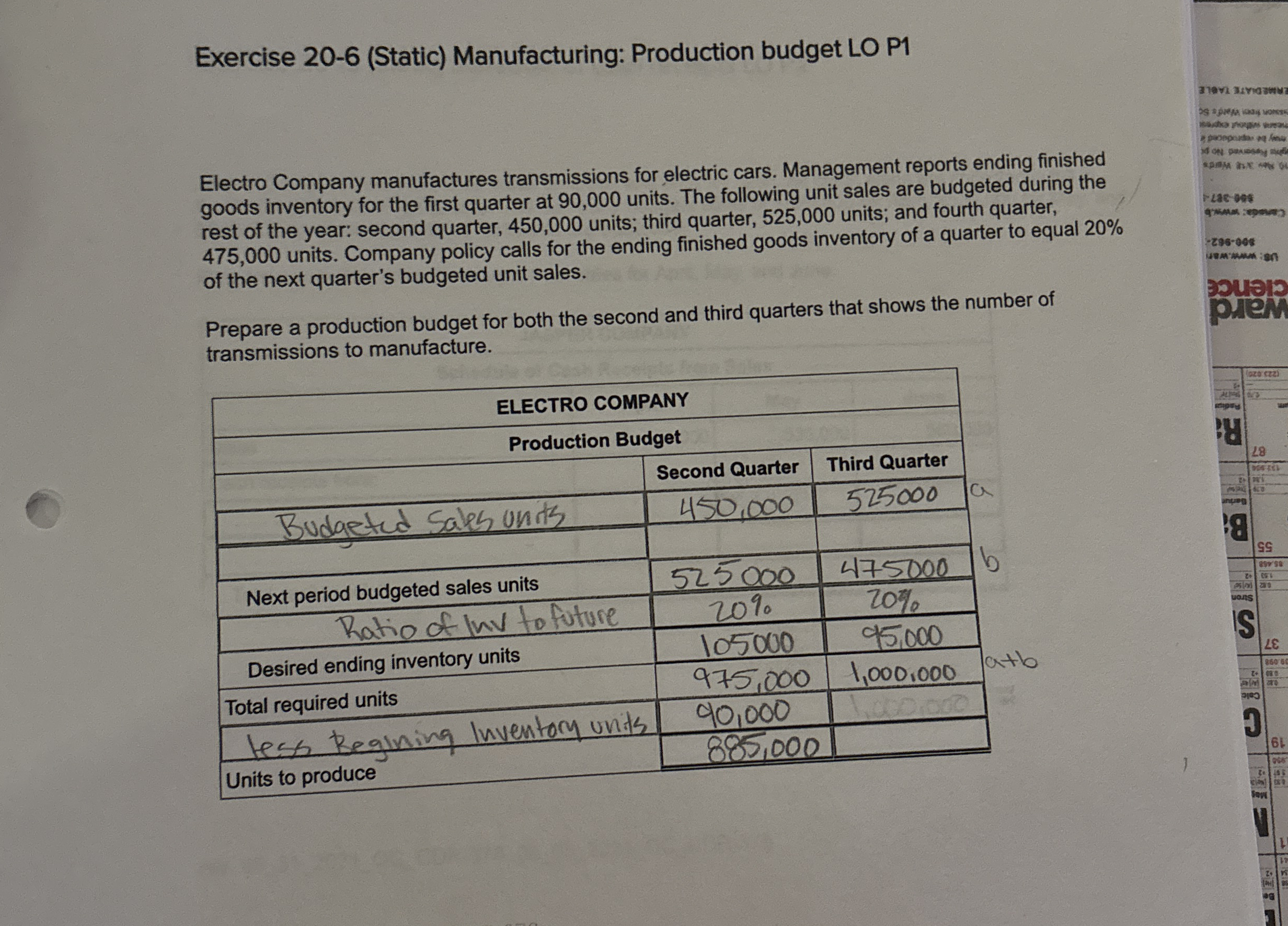 Exercise 2 0 - 6 ( Static ) Manufacturing: