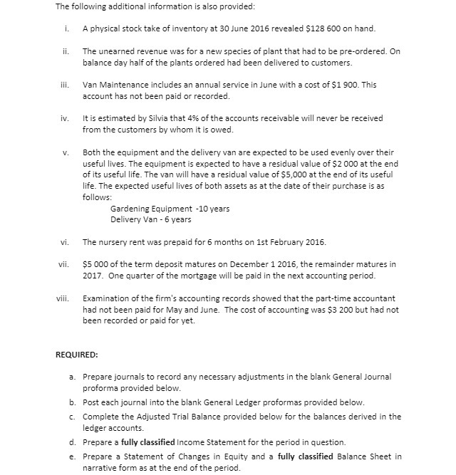 The following additional information is also