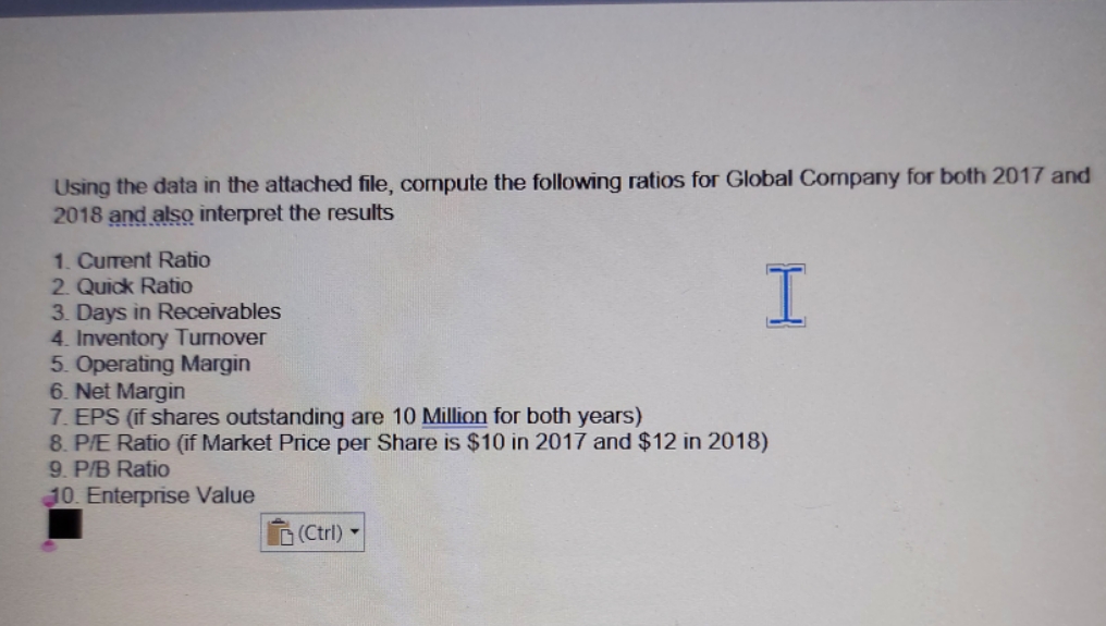 Using the data in the attached file, compute the